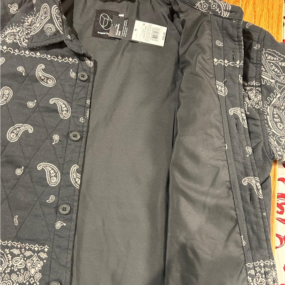 Original Use Paisley Quilted Shirt Jacket - Black and White - Picture 2 of 6
